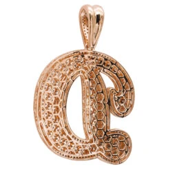 Large Diamond Initial Letter Pendant For Men 10K Yellow Gold White Blue Diamonds -Urban Jewels Shop 018028 backro