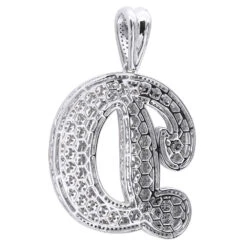 Large Diamond Initial Letter Pendant For Men 10K Yellow Gold White Blue Diamonds -Urban Jewels Shop 018028 backwh