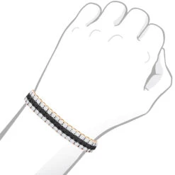 Men's White Black Diamond Tennis Bracelet 10K Rose Gold 3 Rows 1.85 Carat -Urban Jewels Shop 018070 bodro