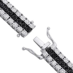 Men's White Black Diamond Tennis Bracelet 10K Rose Gold 3 Rows 1.85 Carat -Urban Jewels Shop 018070 claimswh
