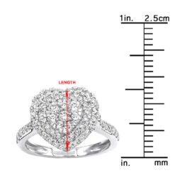 1 Carat Diamond Ring For Women Heart Design 14K Yellow Gold -Urban Jewels Shop 1 carat diamond ring for women heart design 14k yellow rose white gold rulerwh