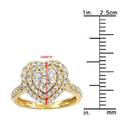 1 Carat Diamond Ring For Women Heart Design 14K Yellow Gold -Urban Jewels Shop 1 carat diamond ring for women heart design 14k yellow rose white gold rulerye