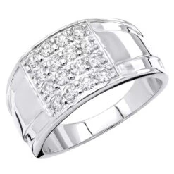 1 Carat Men's Diamond Ring Solid 10K White Gold Pinky Ring Or Wedding Band