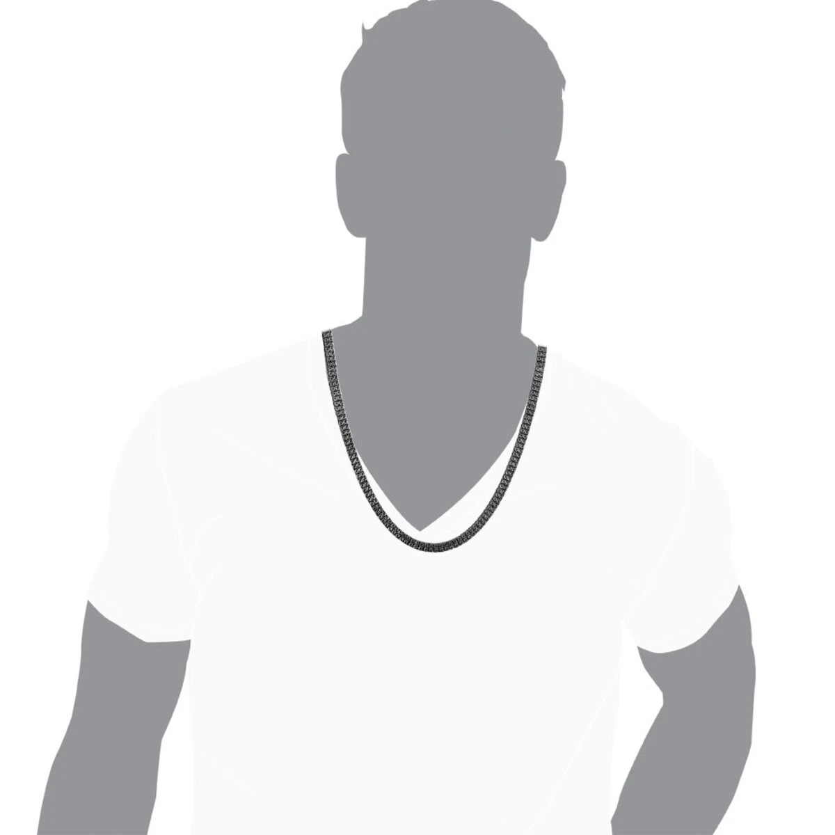 2 Row Black Diamonds Tennis Necklace In Sterling Silver For Men 1ct 2 2 Row Black Diamonds Tennis Necklace In Sterling Silver For Men 1ct - Image 2