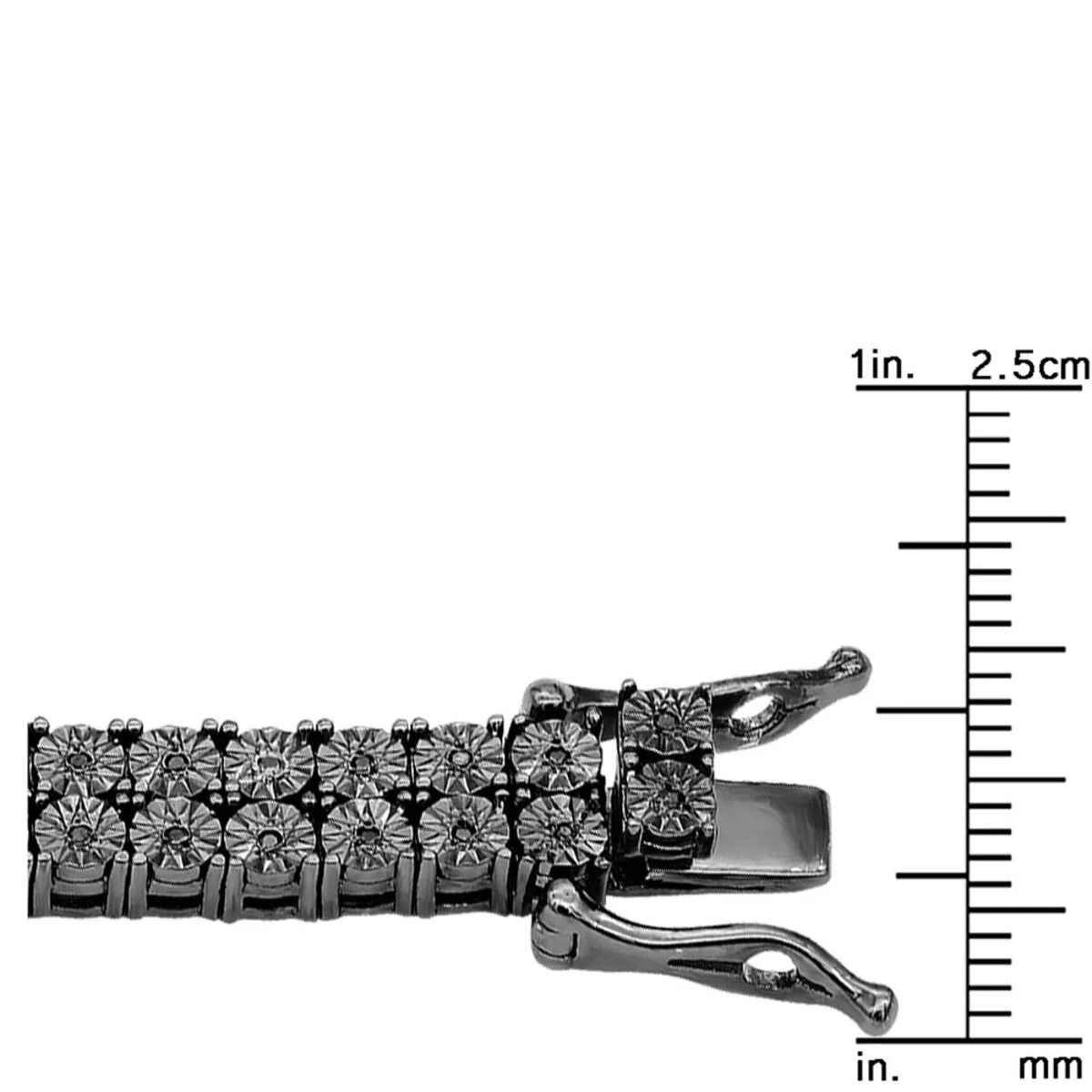 2 Row Black Diamonds Tennis Necklace In Sterling Silver For Men 1ct 3 2 Row Black Diamonds Tennis Necklace In Sterling Silver For Men 1ct - Image 3