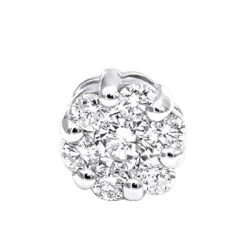 1 Cluster Diamond Earring 0.20ct 14K White Gold Single Earring Men's