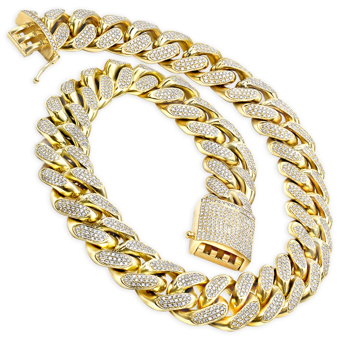 Solid 14K Yellow Gold Diamond Cuban Link Chain 1 Kilo 1 Solid 14K Yellow Gold Diamond Cuban Link Chain 1 Kilo