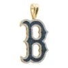 10K Yellow Gold 5 Carat Blue & White Diamond Initial Alphabet Letter Pendant For Men