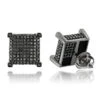 10K Black Plated Gold Black Diamond Earrings Studs 1.31ct