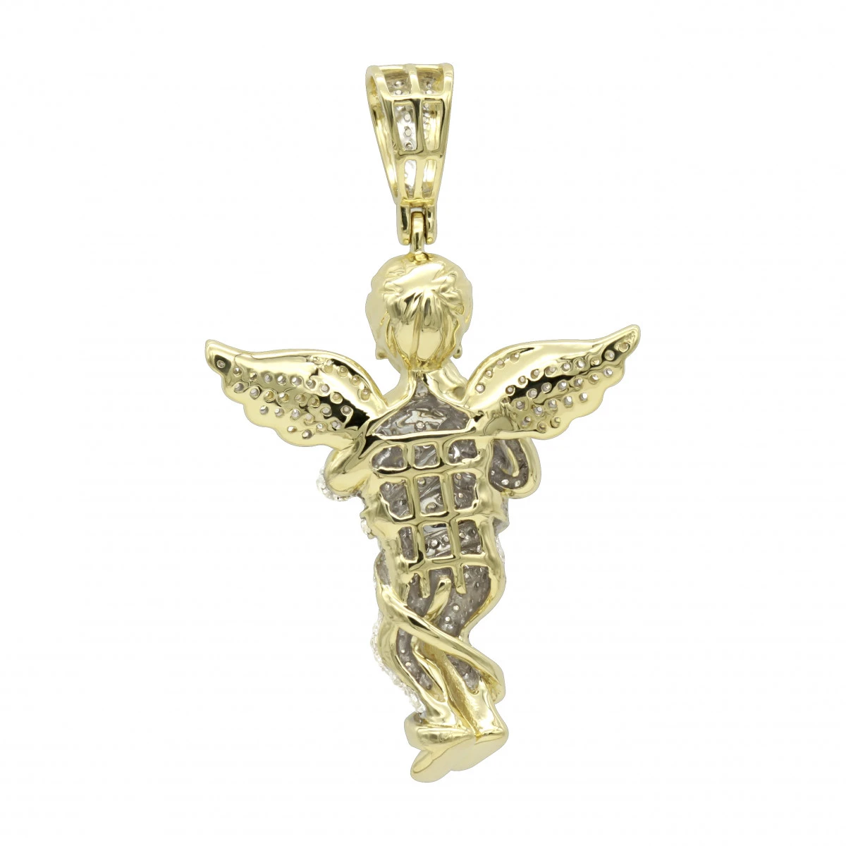 10K Yellow Gold Diamond Baby Angel Pendant For Men 1ct By Luxurman 4 10K Yellow Gold Diamond Baby Angel Pendant For Men 1ct By Luxurman - Image 4