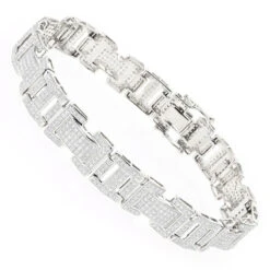 10K White Gold Men's Diamond Bracelet 3.22ct