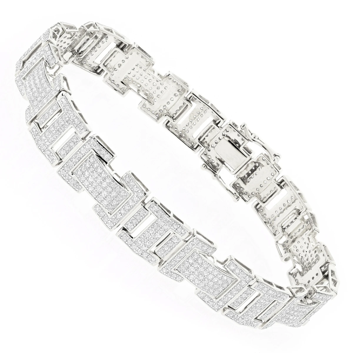 10K White Gold Men's Diamond Bracelet 3.22ct 1 10K White Gold Men's Diamond Bracelet 3.22ct