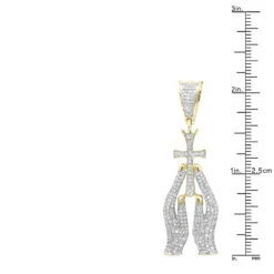 10K Yellow Gold Diamond Praying Hands And Cross Charm Pendant For Men 0.9 11 10K Yellow Gold Diamond Praying Hands And Cross Charm Pendant For Men 0.9 -Urban Jewels Shop 10k gold diamond praying hands and cross charm pendant for men 09 rulerye