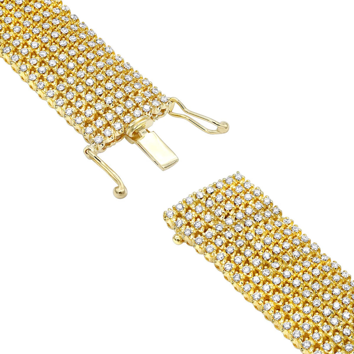 Hip Hip 10K Yellow Gold 8-Row Tennis Diamond Bracelet For Men 10 Carats 5 Hip Hip 10K Yellow Gold 8-Row Tennis Diamond Bracelet For Men 10 Carats - Image 5