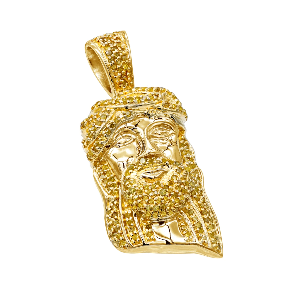 10K Rose Gold Micro Jesus Piece Yellow Diamond Face Pendant 0.5ct By Luxurman 2 10K Rose Gold Micro Jesus Piece Yellow Diamond Face Pendant 0.5ct By Luxurman - Image 2
