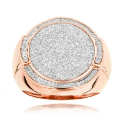 10K Yellow Gold Pave Round Diamonds Ring For Men 0.7ct -Urban Jewels Shop 10k gold pave round diamonds ring for men 074ct ro