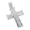 10K White Gold Round Diamond Cross Pendant 1ct