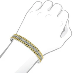 10K White Gold Three Row Diamond Bracelet Blue Yellow 1.75ct -Urban Jewels Shop 10k gold three row diamond bracelet blue yellow 175ct p 5689 bodwh