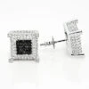10K White Gold White Black Diamond Earrings 1.21ct