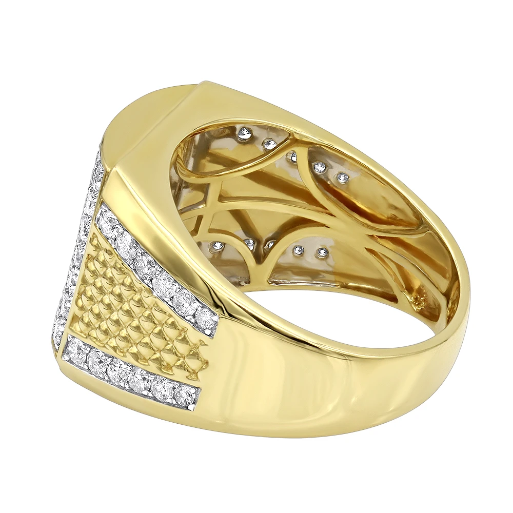 Solid 10K Yellow Gold Men's Diamond Ring By LUXURMAN 2.25 Carats 4 Solid 10K Yellow Gold Men's Diamond Ring By LUXURMAN 2.25 Carats - Image 4