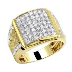 Solid 10K Yellow Gold Men's Diamond Ring By LUXURMAN 2.25 Carats