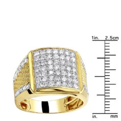Solid 10K Yellow Gold Men's Diamond Ring By LUXURMAN 2.25 Carats 11 Solid 10K Yellow Gold Men's Diamond Ring By LUXURMAN 2.25 Carats -Urban Jewels Shop 10k solid gold mens diamond rind by luxurman 225 carats rulerye