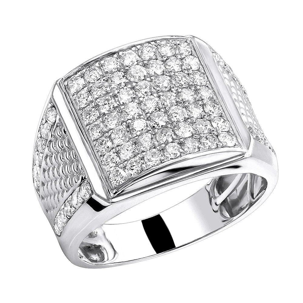 Solid 10K Yellow Gold Men's Diamond Ring By LUXURMAN 2.25 Carats 2 Solid 10K Yellow Gold Men's Diamond Ring By LUXURMAN 2.25 Carats - Image 2