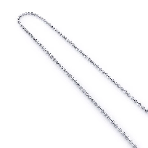 Men's 10K White Gold Moon Cut Bead Chain 3mm; 22-40in 2 Men's 10K White Gold Moon Cut Bead Chain 3mm; 22-40in - Image 2