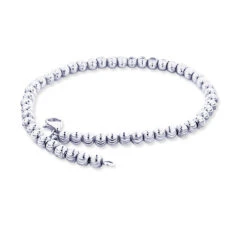 10K White Gold Moon Cut Chain Bracelet 5mm 7.5-9in