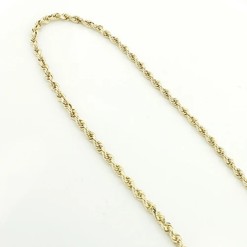 Hollow 10K Yellow Gold Rope Chain For Men 2.5mm 22-30in 2 Hollow 10K Yellow Gold Rope Chain For Men 2.5mm 22-30in - Image 2