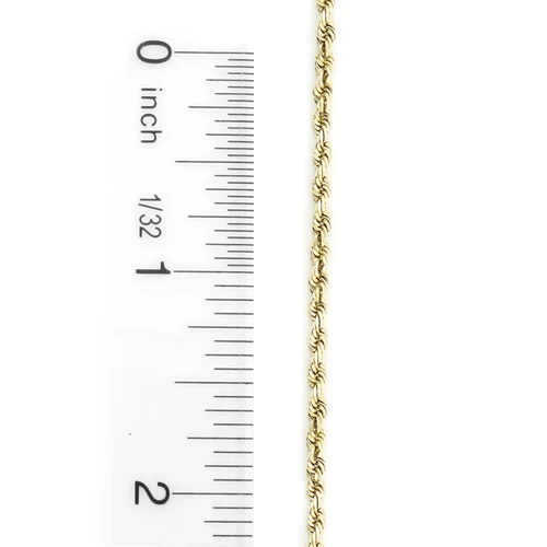 Hollow 10K Yellow Gold Rope Chain For Men 2.5mm 22-30in 3 Hollow 10K Yellow Gold Rope Chain For Men 2.5mm 22-30in - Image 3