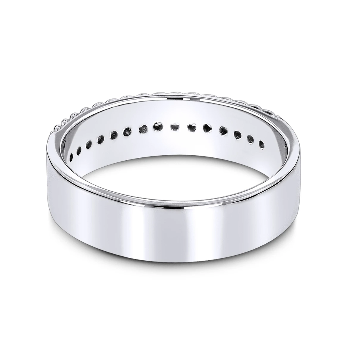 14 Karat Solid 14K White Gold Round Diamond Wedding Band 0.33ct 4 14 Karat Solid 14K White Gold Round Diamond Wedding Band 0.33ct - Image 4