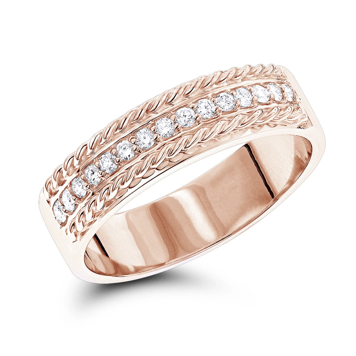 14 Karat Solid 14K White Gold Round Diamond Wedding Band 0.33ct 3 14 Karat Solid 14K White Gold Round Diamond Wedding Band 0.33ct - Image 3