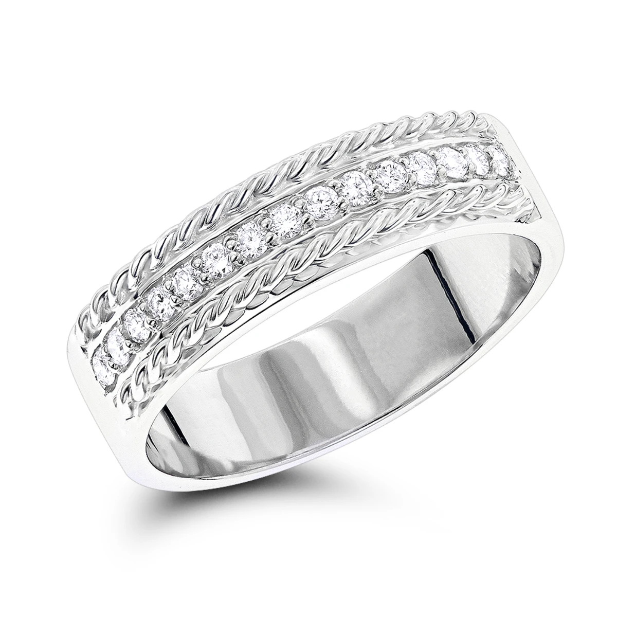 14 Karat Solid 14K White Gold Round Diamond Wedding Band 0.33ct 1 14 Karat Solid 14K White Gold Round Diamond Wedding Band 0.33ct