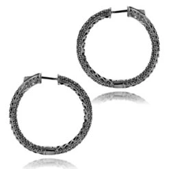 14K Black Plated Gold Black Diamond Hoop Earrings 5.91ct -Urban Jewels Shop 14k black diamond hoop earrings 591ct p 35683 backbl