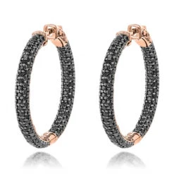 14K Black Plated Gold Black Diamond Hoop Earrings 5.91ct -Urban Jewels Shop 14k black diamond hoop earrings 591ct p 35683 ro