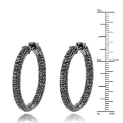 14K Black Plated Gold Black Diamond Hoop Earrings 5.91ct -Urban Jewels Shop 14k black diamond hoop earrings 591ct p 35683 rulerbl