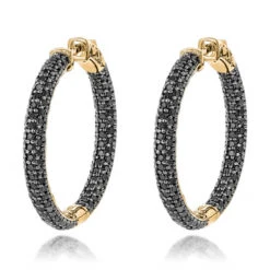14K Black Plated Gold Black Diamond Hoop Earrings 5.91ct -Urban Jewels Shop 14k black diamond hoop earrings 591ct p 35683 ye