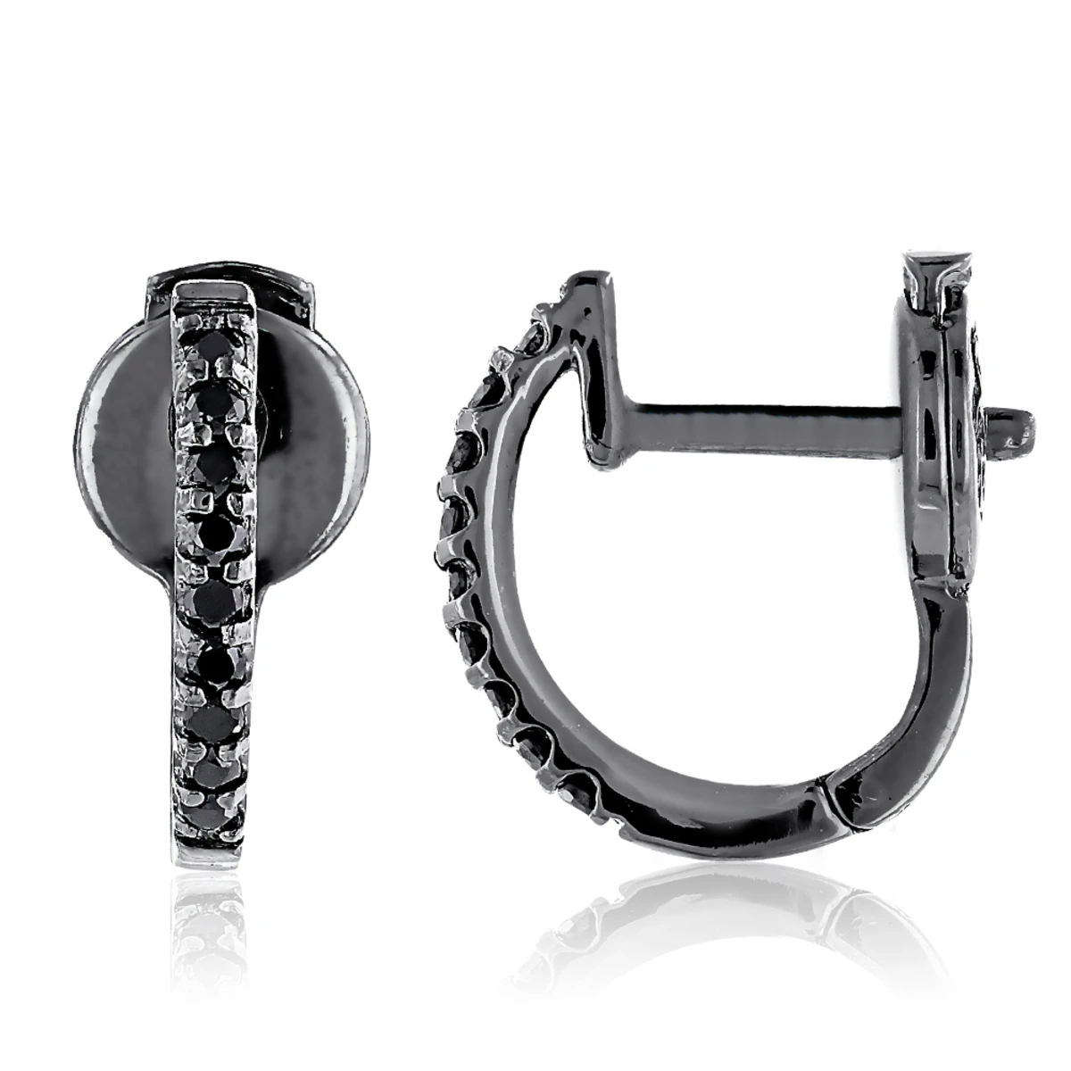 Small 14K Black Plated Gold Black Diamond Hoop Earrings 0.2ct Huggies 1 Small 14K Black Plated Gold Black Diamond Hoop Earrings 0.2ct Huggies