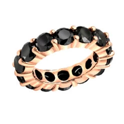 14K Black Plated Gold 5ct Black Diamond Eternity Ring -Urban Jewels Shop 14k black gold bands 5ct black diamond eternity ring rose