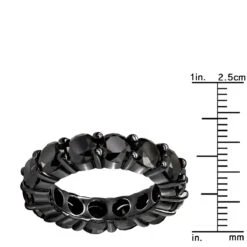 14K Black Plated Gold 5ct Black Diamond Eternity Ring -Urban Jewels Shop 14k black gold bands 5ct black diamond eternity ring ruler black 20210124