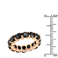 14K Black Plated Gold 5ct Black Diamond Eternity Ring -Urban Jewels Shop 14k black gold bands 5ct black diamond eternity ring ruler rose 20220410