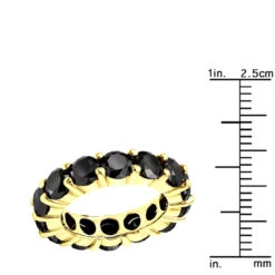 14K Black Plated Gold 5ct Black Diamond Eternity Ring -Urban Jewels Shop 14k black gold bands 5ct black diamond eternity ring ruler yellow 20220410