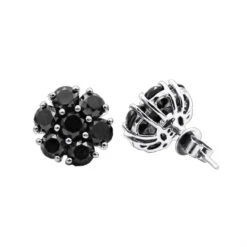 14K Black Plated Gold Cluster Black Diamond Stud Earrings 4.32ct 8 14K Black Plated Gold Cluster Black Diamond Stud Earrings 4.32ct -Urban Jewels Shop 14k cluster black diamond stud earrings 432ct p 35681 wh