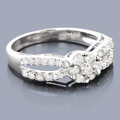 14K White Gold Cluster Diamond Engagement Ring 0.68ct 1 14K White Gold Cluster Diamond Engagement Ring 0.68ct