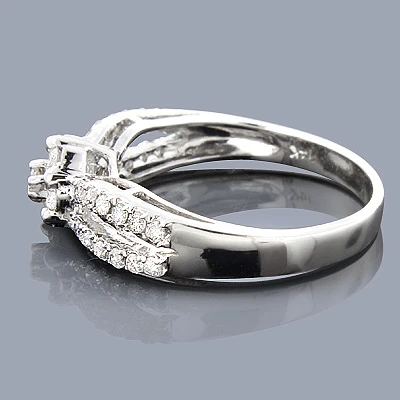 14K White Gold Cluster Diamond Engagement Ring 0.68ct 2 14K White Gold Cluster Diamond Engagement Ring 0.68ct - Image 2