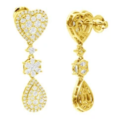 14K White Gold Dangle Diamond Heart Earrings 3ct By LUXURMAN -Urban Jewels Shop 14k dangle diamond heart earrings 35ct yellow