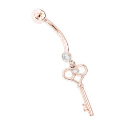 14K White Gold Dangling Key Diamond Belly Button Ring .14ct -Urban Jewels Shop 14k dangling key diamond belly button ring 14ct p 35765 ro
