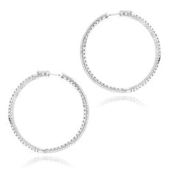 14K White Gold Dazzling 2 Inch Diamond Hoop Earrings Inside Out 7ct -Urban Jewels Shop 14k dazzling diamond hoop earrings inside out 690ct p 6420 backwh