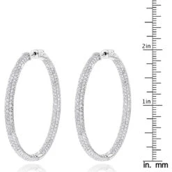 14K White Gold Dazzling 2 Inch Diamond Hoop Earrings Inside Out 7ct -Urban Jewels Shop 14k dazzling diamond hoop earrings inside out 690ct p 6420 rulerwh